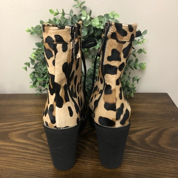 Aquatalia Viviann Leopard Lace Up Wedge Booties - Picture 5 of 7